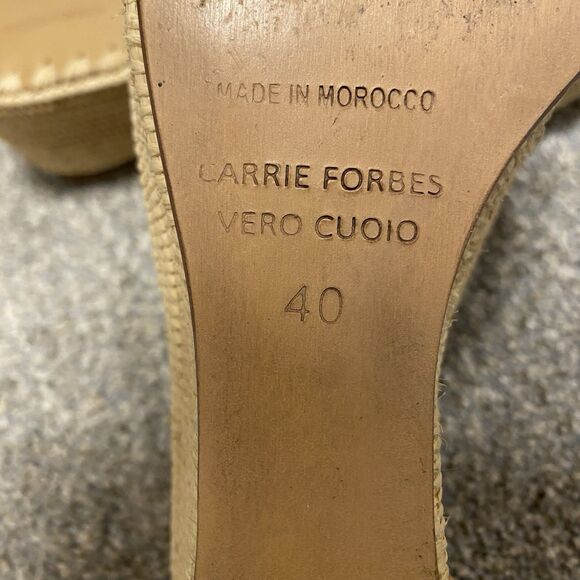 Carrie Forbes Raffia Straw Wedge Sandals 10 EU 40 Natural Tan Platform Karim - Picture 5 of 8